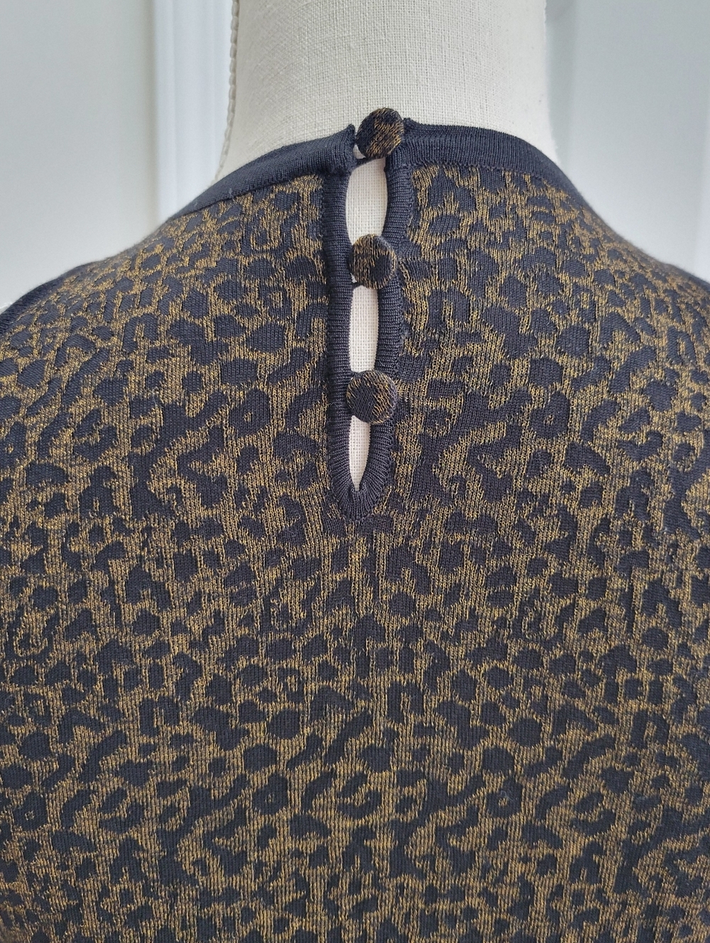 Saint Laurent Leopard Jacquard Luxe Knit Animal Printed Silk Blend Dress Size M - Picture 7 of 14